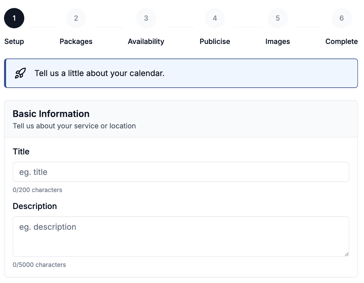 Calendar booking interface