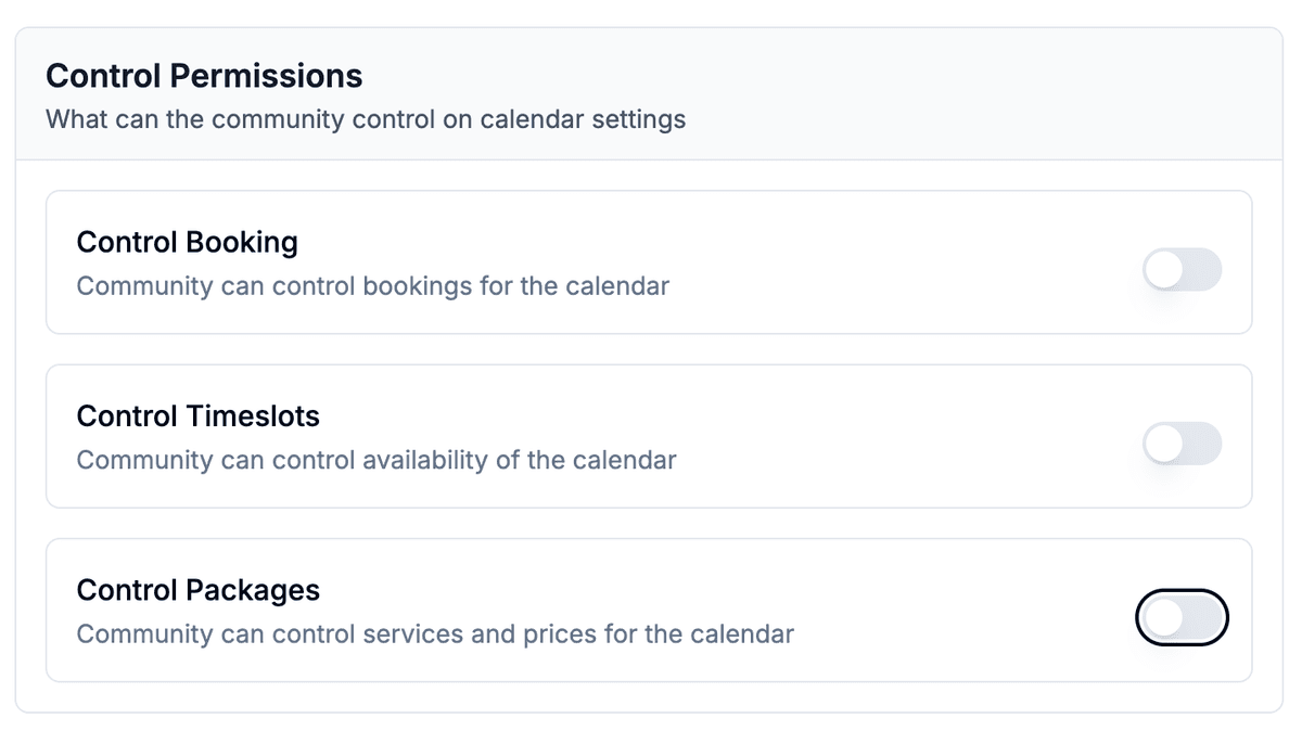 Control booking
