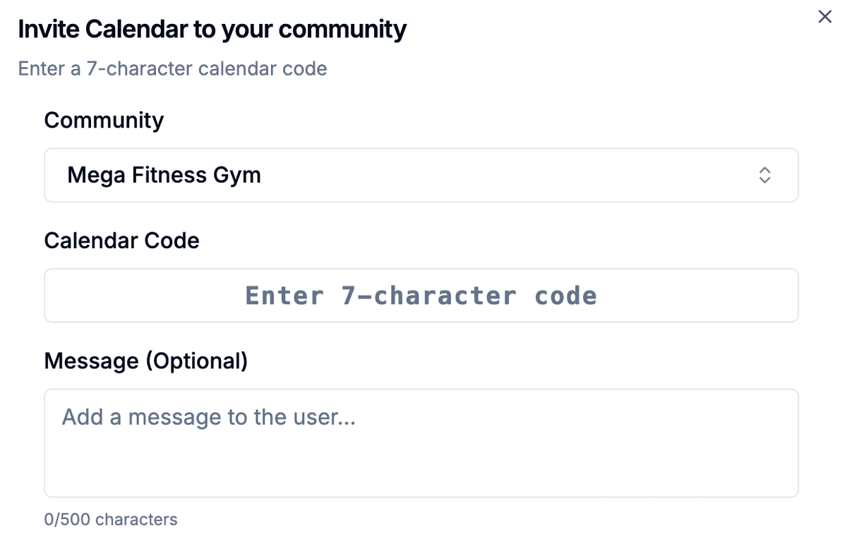 Calendar booking interface