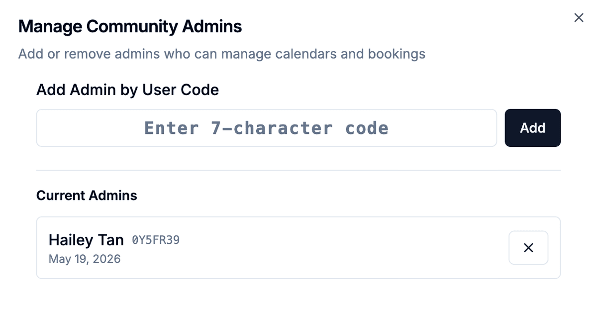Calendar booking interface