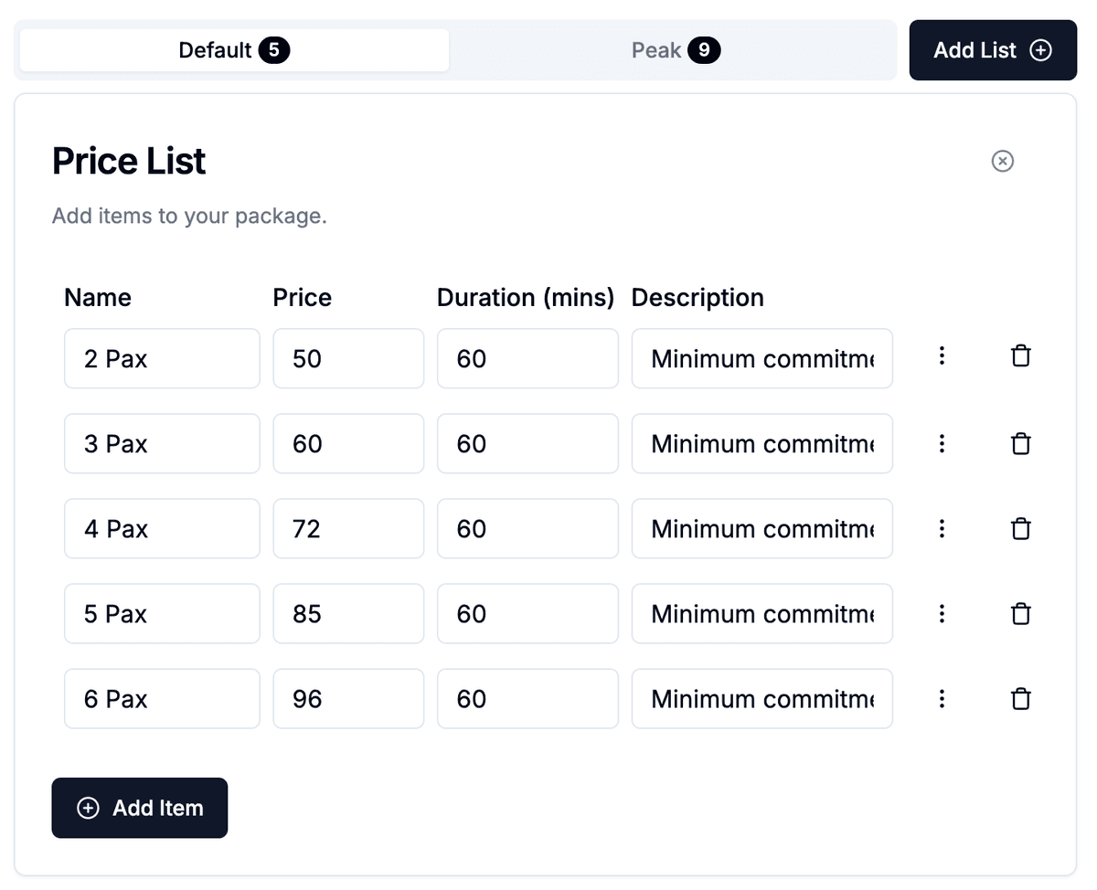 Tiered pricing