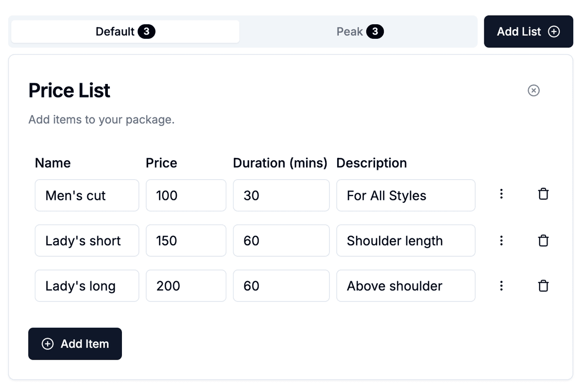 Calendar booking interface
