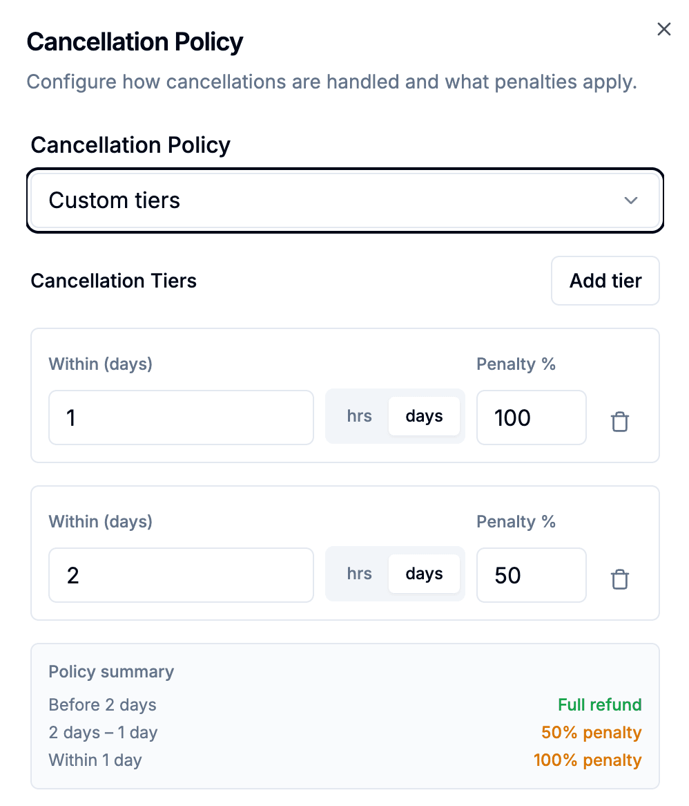 Calendar booking interface