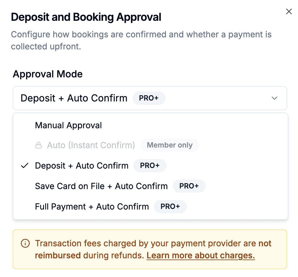 Deposit and booking approval