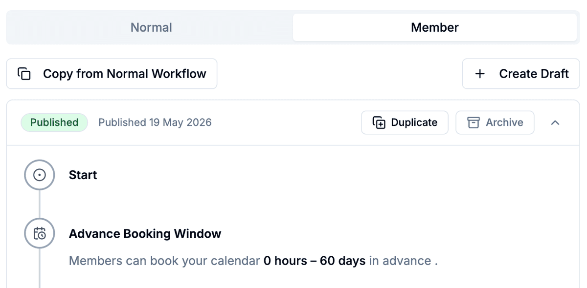 Calendar booking interface