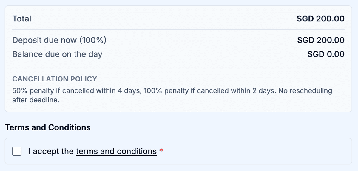 Calendar booking interface
